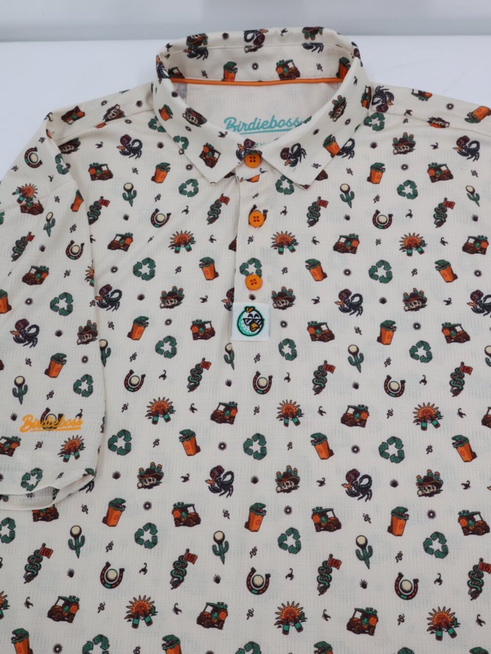 Birdieboss Polo Shirt Mens 3XL Short Sleeve Golf Performance Stretch Printed